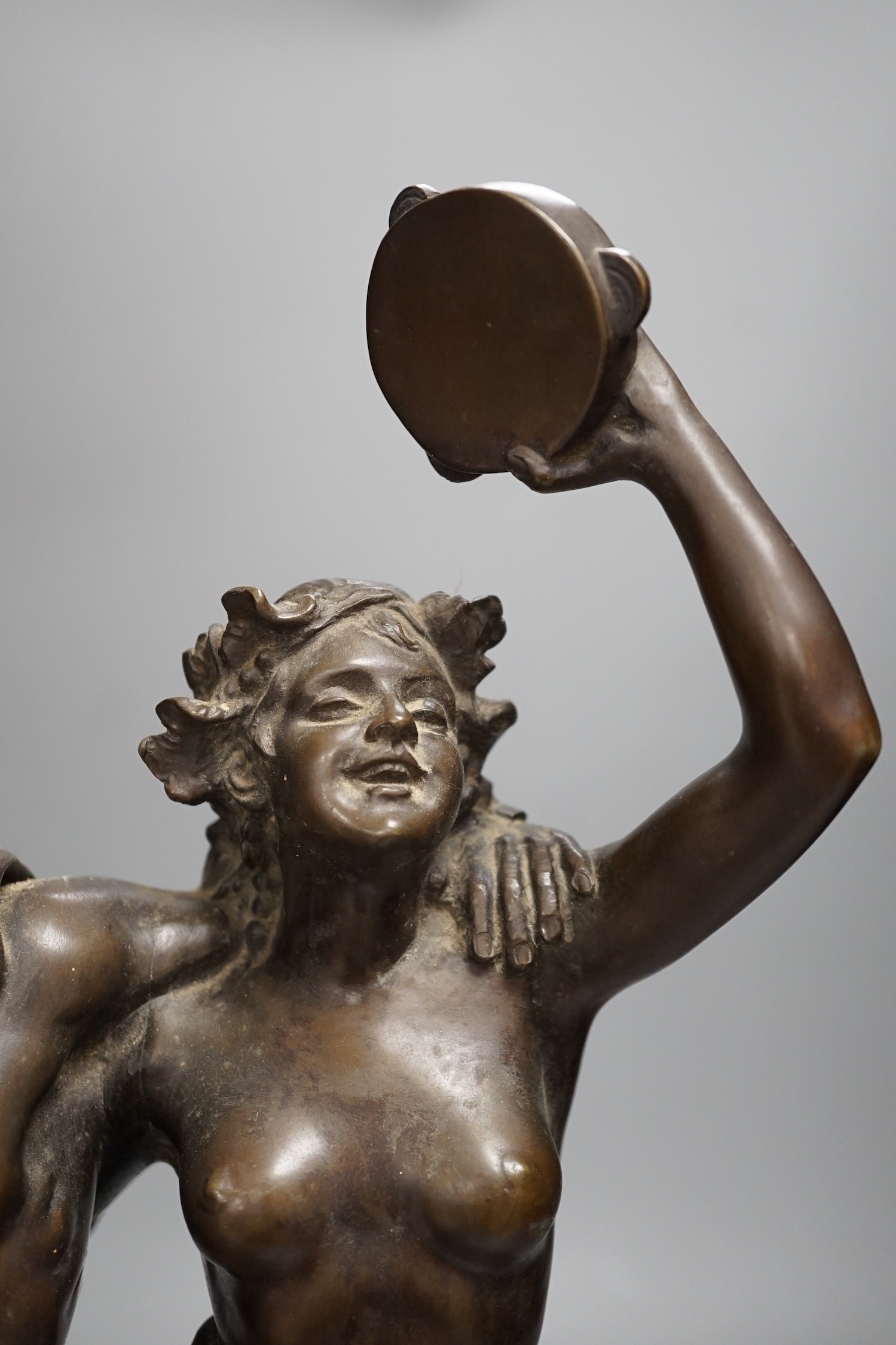 After Carl Brose, a bronze group of Bacchus and a Bacchante, S. Sonntag, Wien Foundry, 43cms high